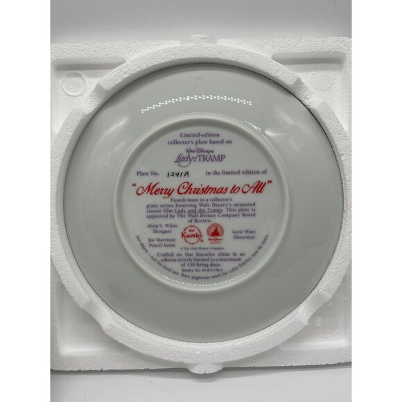 Walt Disney Lady And The Tramp Merry Christmas Collectible Plate Limited Edition - Picture 3 of 5